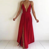 Sexy Pink Backless V-Neck Halter Sleeveless Prom Dress