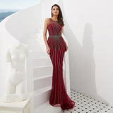 Shiny Mermaid Sleeveless Beading Tulle Prom Dress WH55302