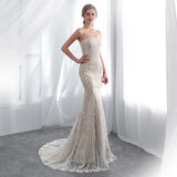 Mermaid Strapless Lace Wedding Dress With Flowers WH44653