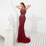 Shiny Mermaid Sleeveless Beading Tulle Prom Dress WH55302