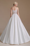 A Line Elegant Sleeveless Stain Long Length Wedding Dresses