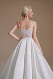 A Line Elegant Sleeveless Stain Long Length Wedding Dresses