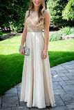 Nectarean Bateau Sleeveless Floor Length Light Champagne Prom Dress PM597