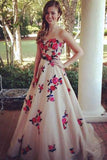 Sweetheart Sweep Train Champagne Prom Dress PM592