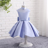 A Line High Neck Sleeveless Bowknot Satin Flower Girl Dress WH14817