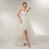 Elegant A Line Spaghetti Straps Organza High Low Wedding Dress Prom Dress WH22633