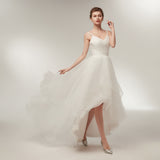 Elegant A Line Spaghetti Straps Organza High Low Wedding Dress Prom Dress WH22633