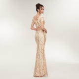 Elegant 2 Pieces Mermaid Short Sleeve Beading Prom Dress WH17641