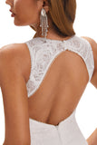 Elegant Lace Mermaid Sleeveless Chapel Trailing Open Back Wedding Dresses