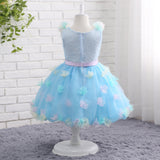 A Line V-Neck Sleeveless Appliques Bowknot Tulle Flower Girl Dress WH15803