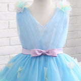 A Line V-Neck Sleeveless Appliques Bowknot Tulle Flower Girl Dress WH15803