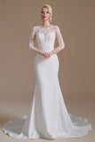 New Arrival Mermaid Long Sleeve Sweep Train Wedding Dress