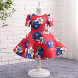 A Line Round Neck Half Sleeve Floral Satin Flower Girl Dress WH13820