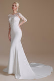 New Arrival Mermaid Long Sleeve Sweep Train Wedding Dress