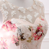 Elegant Ball Gown Sleeveless Appliques Floral Tulle Court Train Prom Dress Party Dress WH26405