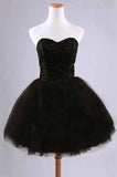 Black Junior Tulle Cheap Sweetheart Strapless Homecoming Dress