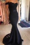 Mermaid Off the Shoulder Black Long Prom Dress Bridesmaid Gowns