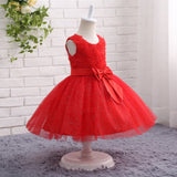 Round Neck Sleeveless Appliques Tulle Flower Girl Dress With Bowknot WH12814