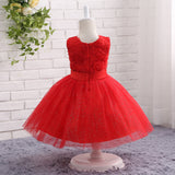 Round Neck Sleeveless Appliques Tulle Flower Girl Dress With Bowknot WH12814