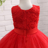 Round Neck Sleeveless Appliques Tulle Flower Girl Dress With Bowknot WH12814