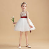 Short Gold Sequins Flower Girl Dresses With White Tulle