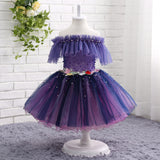 Princess Off The Shoulder Appliques Pearls Tulle Flower Girl Dresses With Pearls Lovely Little Girl Dresses WH20806