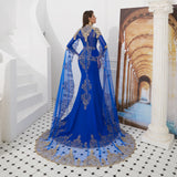 Stunning Mermaid Long Sleeve Beading Satin Prom Dress With Long Dress Shawl WH59323