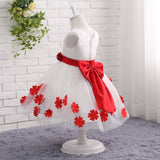 A Line V-Neck Sleeveless Appliques Tulle Flower Girl Dress With Big Bowknot WH13812