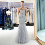 Mermaid Sleeveless Sequins Beading Floor Length Prom Dress Party Dress WH94696