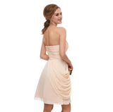 Elegant Column Strapless Pleats Knee Length Chiffon Homecoming Dress Short Bridemaid Dress WH13669