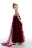 Cute Burgundy A Line Tulle Flower Girl Dresses With Sequins