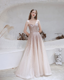 A Line Strapless Beading Tulle Prom Dress With Dress Shawl WH991021