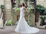 Gorgeous Mermaid Sleeveless Appliques Sequins Tulle Court Train Wedding Dress WH32264