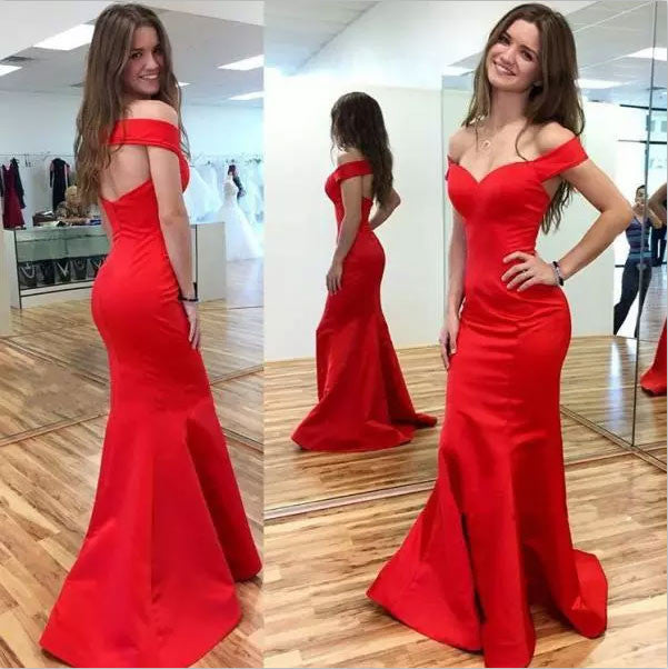 2017 Mermaid Red Elegant Sweetheart Off Shoulder Satin Corset Open Back Prom Dresses uk PM194