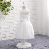 A Line Round Neck Sleeveless Lace Flower Girl Dress WH14807