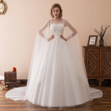 Gorgeous Ball Gown Ivory Lace Floor Length Wedding Dress With Dress Shawl WH35607