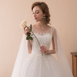 Gorgeous Ball Gown Ivory Lace Floor Length Wedding Dress With Dress Shawl WH35607