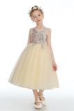 Daffodil Sleeveless V Back Tulle Flower Girl Dress