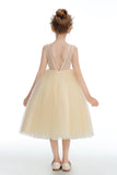 Daffodil Sleeveless V Back Tulle Flower Girl Dress