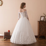 Elegant Ball Gown Off The Shoulder Ivory Lace Wedding Dress WH30608