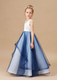 Sweetheart Trumpet SLeeveless V-Neck Tulle Stain Flower Girl Dresses FL0022