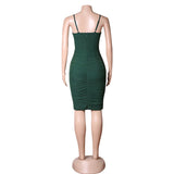 Elegant Green Spaghetti Straps Pleats Homecoming Dresses