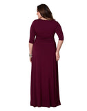 A Line Brown V-Neck 3/4 Sleeve Floor Length Prom Dresses Evening Dresses FP2152