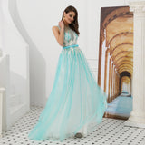 Gorgeous A Line See-through Sleeveless Beading Tulle Prom Dress WH60313