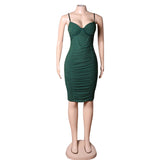 Elegant Green Spaghetti Straps Pleats Homecoming Dresses