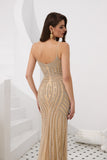 Shiny Deep V-Neck Mermaid Spaghetti Straps Beads Prom Dress WH60720