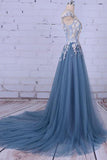 Beautiful Appliques V-Neck Tulle Beads Cap Sleeve Scoop A-line Long Evening Dresses uk PM861