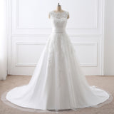 Two Pieces Mermaid Sleeveless Appliques Tulle Court Train Wedding Dress