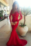 Long Trumpet/Mermaid Off-the-Shoulder Satin Red Prom Dress PM610