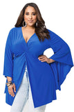 Royal Blue Long Sleeve V Neck Stretchy Casual Dresses FP2560